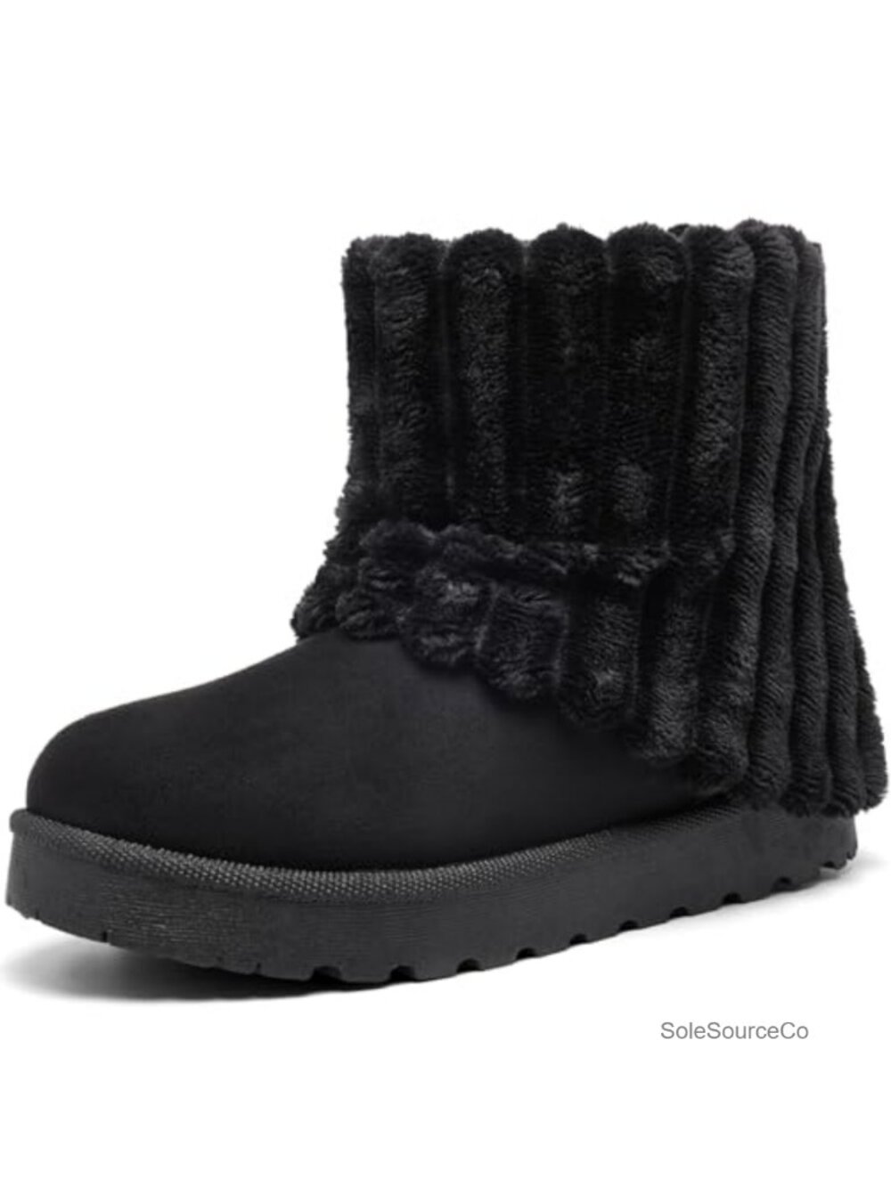Platform Suede Ankle Snow Boots Faux Fur Lined Pull On Winter Women's